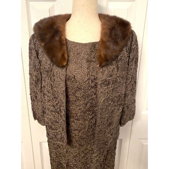Vtg 50's RIVIERA INTERNATIONAL Genuine Fur Jacket Blazer Skirt Suit Womens Small - Picture 5 of 16